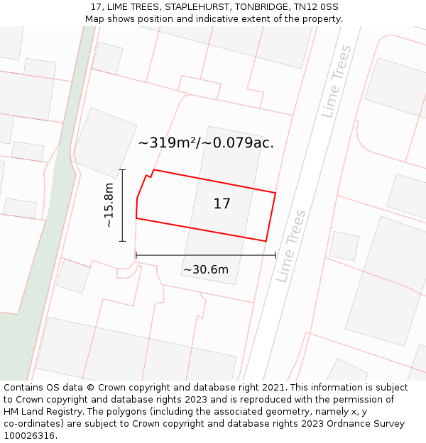 17, LIME TREES, STAPLEHURST, TONBRIDGE, TN12 0SS: Plot and title map