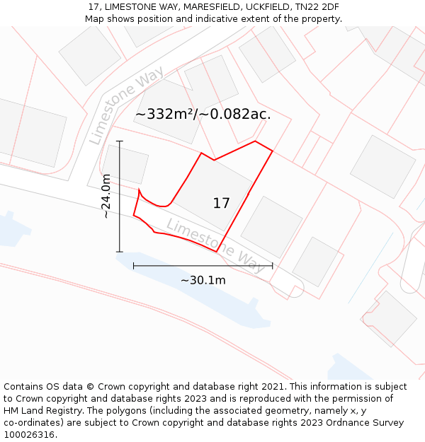 17, LIMESTONE WAY, MARESFIELD, UCKFIELD, TN22 2DF: Plot and title map