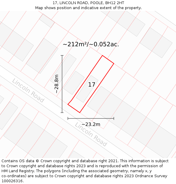 17, LINCOLN ROAD, POOLE, BH12 2HT: Plot and title map