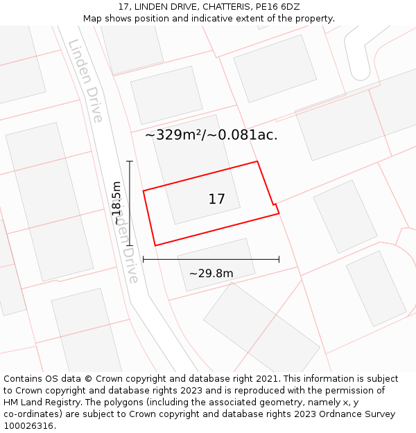 17, LINDEN DRIVE, CHATTERIS, PE16 6DZ: Plot and title map