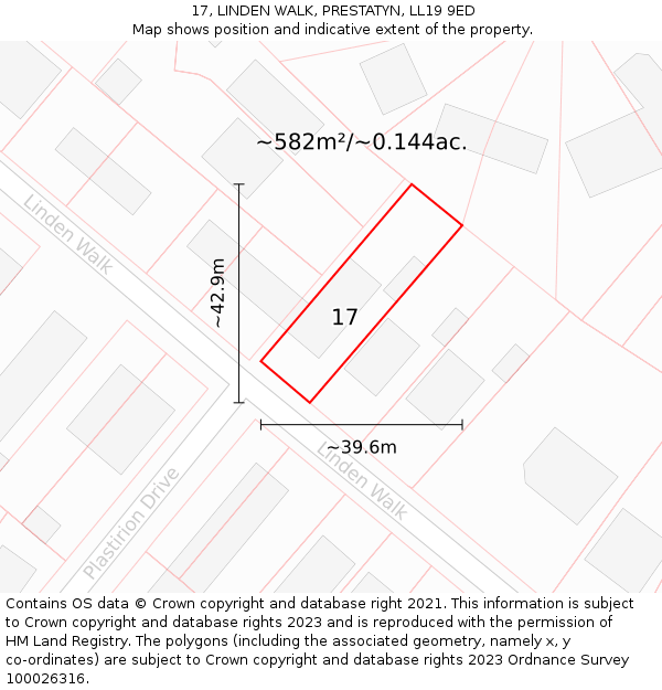 17, LINDEN WALK, PRESTATYN, LL19 9ED: Plot and title map