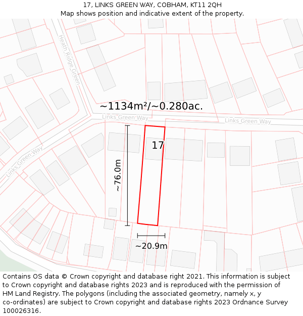 17, LINKS GREEN WAY, COBHAM, KT11 2QH: Plot and title map