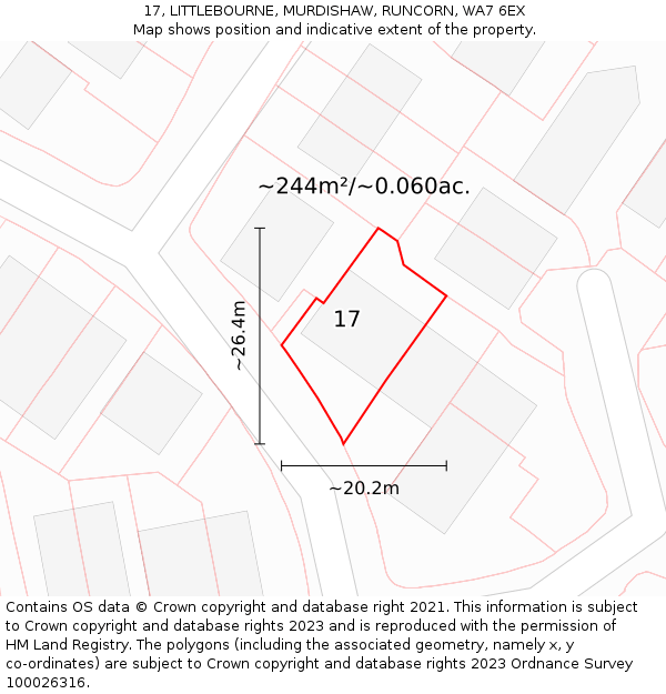 17, LITTLEBOURNE, MURDISHAW, RUNCORN, WA7 6EX: Plot and title map