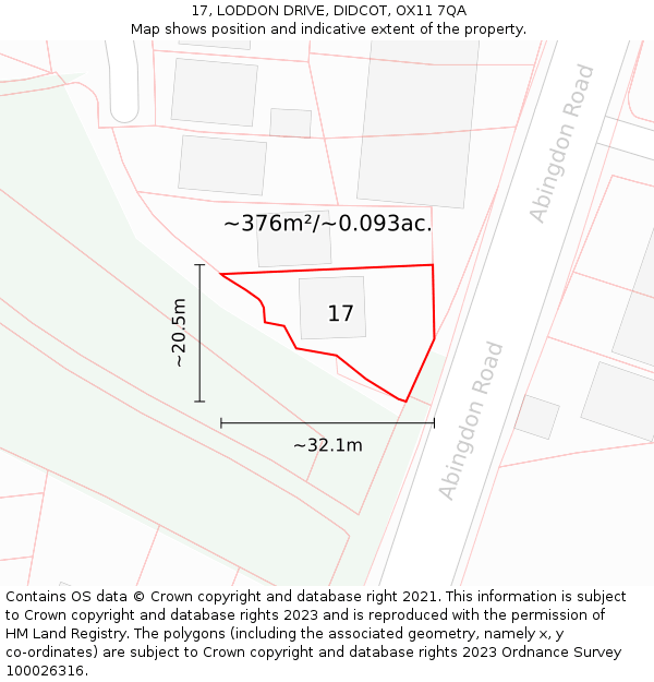 17, LODDON DRIVE, DIDCOT, OX11 7QA: Plot and title map