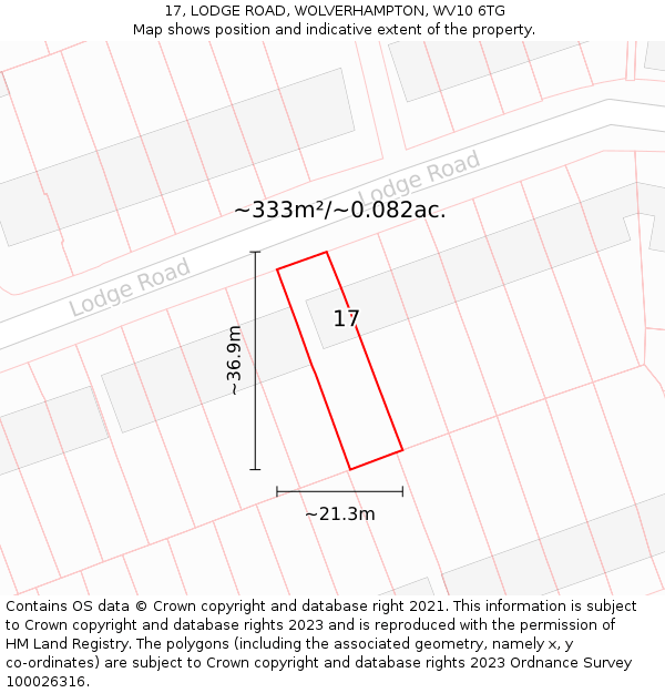 17, LODGE ROAD, WOLVERHAMPTON, WV10 6TG: Plot and title map