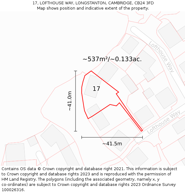 17, LOFTHOUSE WAY, LONGSTANTON, CAMBRIDGE, CB24 3FD: Plot and title map