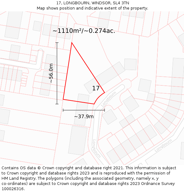 17, LONGBOURN, WINDSOR, SL4 3TN: Plot and title map