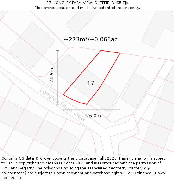 17, LONGLEY FARM VIEW, SHEFFIELD, S5 7JX: Plot and title map
