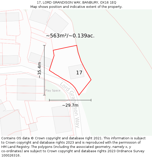 17, LORD GRANDISON WAY, BANBURY, OX16 1EQ: Plot and title map