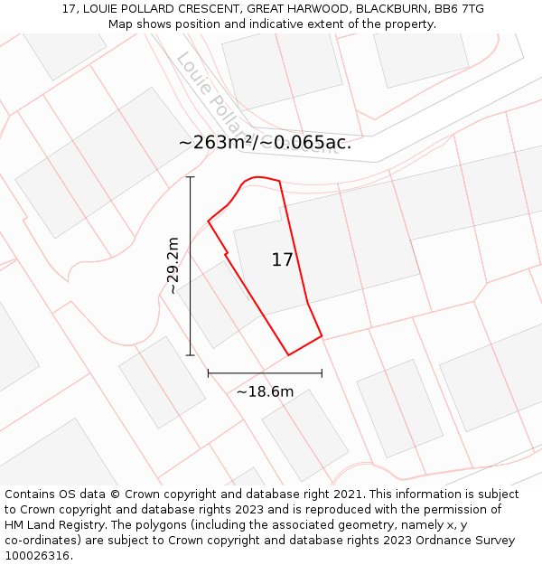 17, LOUIE POLLARD CRESCENT, GREAT HARWOOD, BLACKBURN, BB6 7TG: Plot and title map