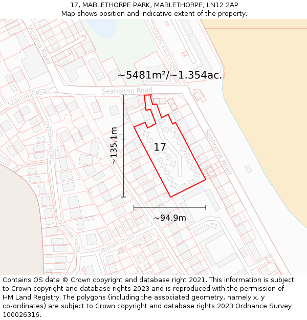 17, MABLETHORPE PARK, MABLETHORPE, LN12 2AP: Plot and title map