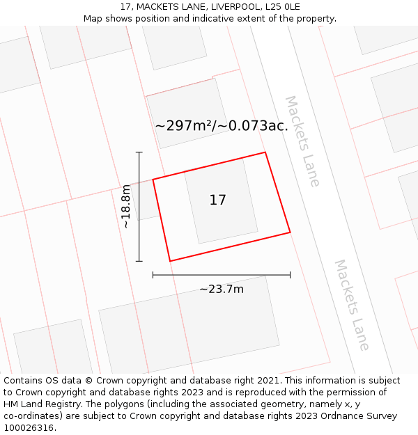 17, MACKETS LANE, LIVERPOOL, L25 0LE: Plot and title map