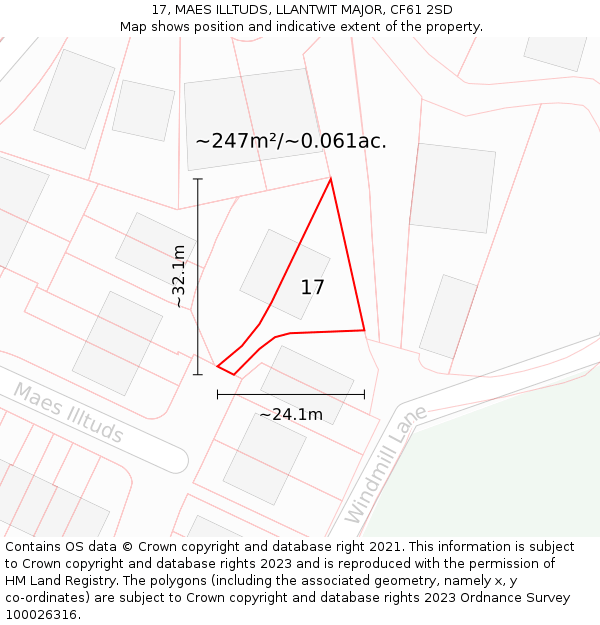 17, MAES ILLTUDS, LLANTWIT MAJOR, CF61 2SD: Plot and title map