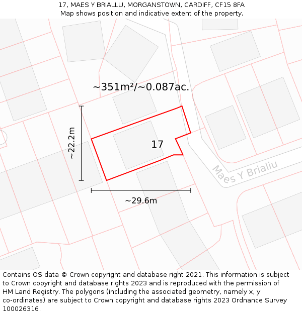 17, MAES Y BRIALLU, MORGANSTOWN, CARDIFF, CF15 8FA: Plot and title map