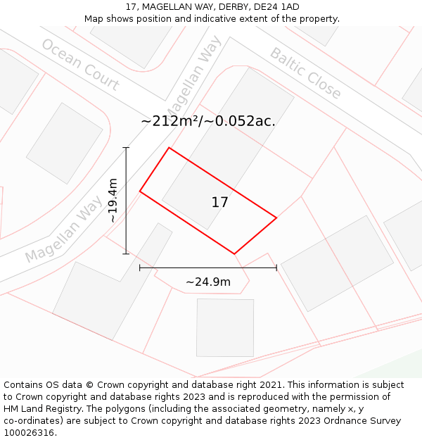 17, MAGELLAN WAY, DERBY, DE24 1AD: Plot and title map
