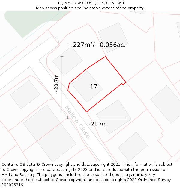 17, MALLOW CLOSE, ELY, CB6 3WH: Plot and title map