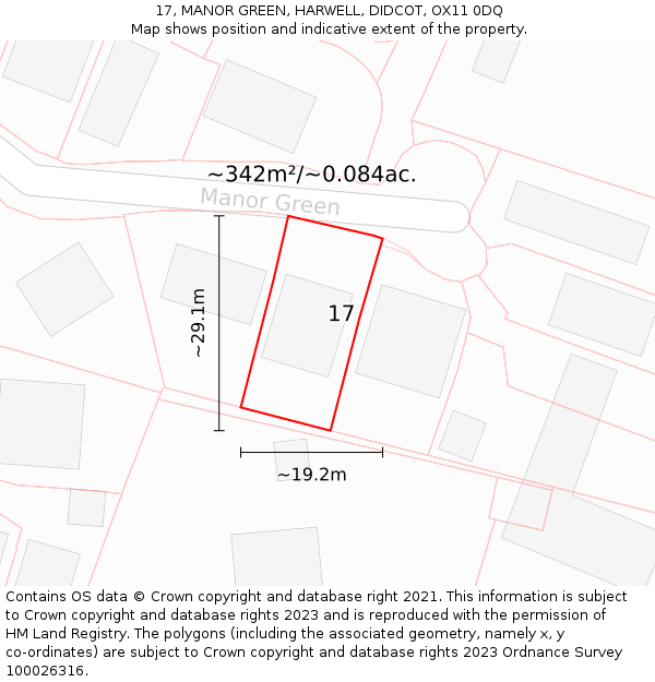 17, MANOR GREEN, HARWELL, DIDCOT, OX11 0DQ: Plot and title map