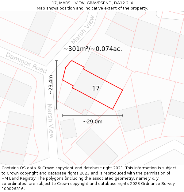 17, MARSH VIEW, GRAVESEND, DA12 2LX: Plot and title map