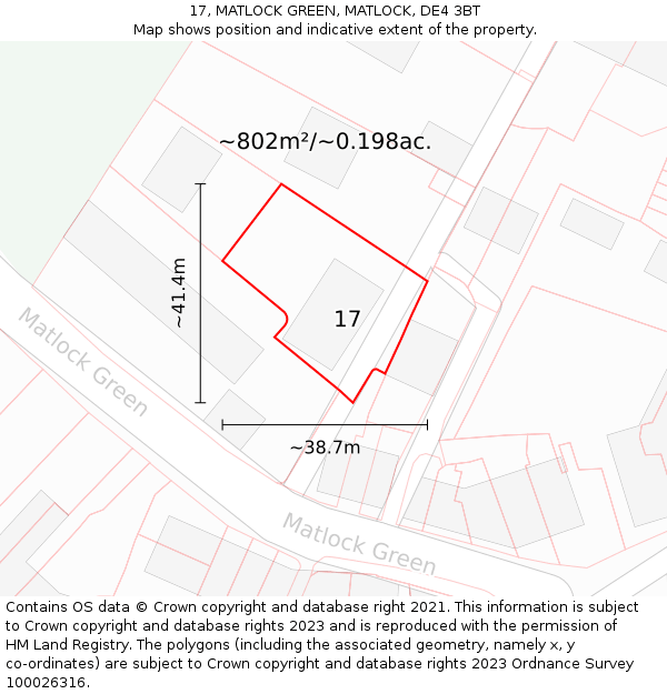 17, MATLOCK GREEN, MATLOCK, DE4 3BT: Plot and title map