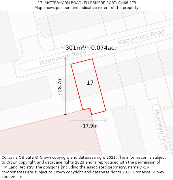 17, MATTERHORN ROAD, ELLESMERE PORT, CH66 1TR: Plot and title map