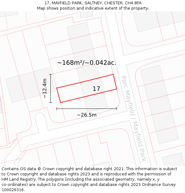 17, MAYFIELD PARK, SALTNEY, CHESTER, CH4 8FA: Plot and title map