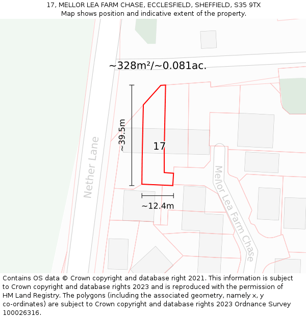 17, MELLOR LEA FARM CHASE, ECCLESFIELD, SHEFFIELD, S35 9TX: Plot and title map