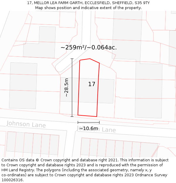 17, MELLOR LEA FARM GARTH, ECCLESFIELD, SHEFFIELD, S35 9TY: Plot and title map