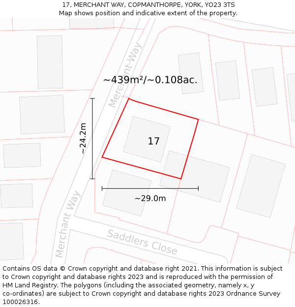 17, MERCHANT WAY, COPMANTHORPE, YORK, YO23 3TS: Plot and title map