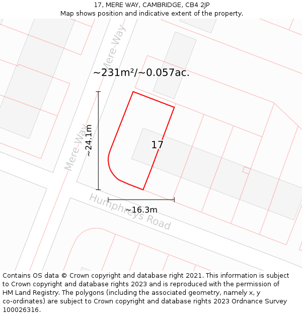 17, MERE WAY, CAMBRIDGE, CB4 2JP: Plot and title map
