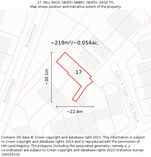 17, MILL RACE, NEATH ABBEY, NEATH, SA10 7FL: Plot and title map