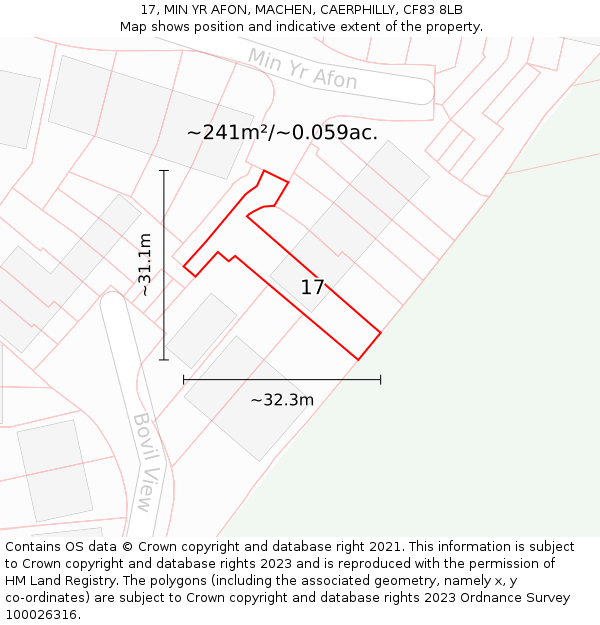 17, MIN YR AFON, MACHEN, CAERPHILLY, CF83 8LB: Plot and title map