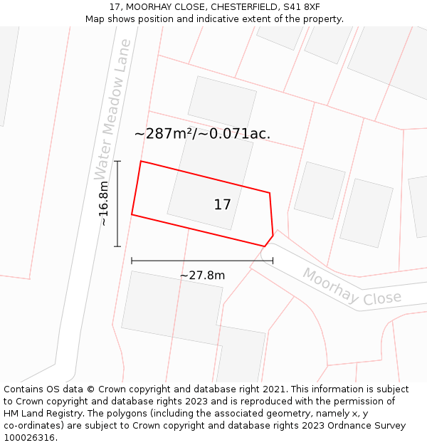 17, MOORHAY CLOSE, CHESTERFIELD, S41 8XF: Plot and title map