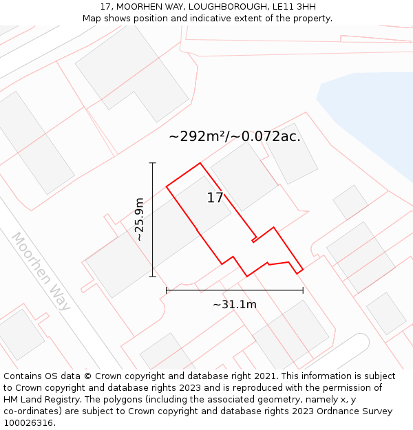 17, MOORHEN WAY, LOUGHBOROUGH, LE11 3HH: Plot and title map