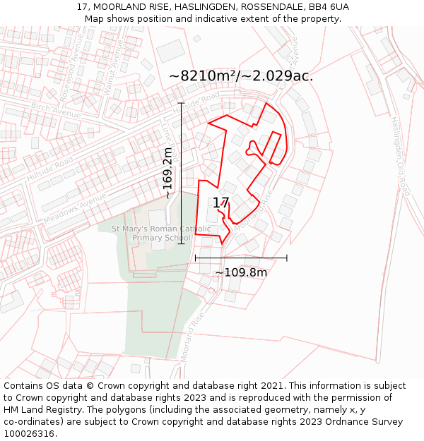 17, MOORLAND RISE, HASLINGDEN, ROSSENDALE, BB4 6UA: Plot and title map