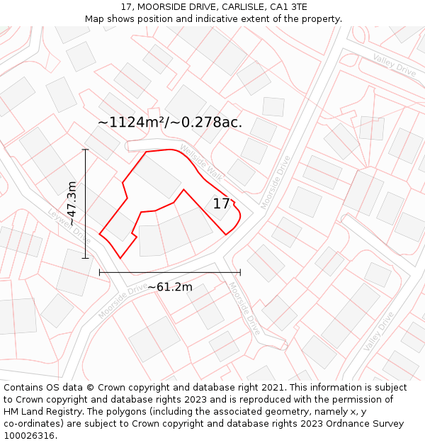 17, MOORSIDE DRIVE, CARLISLE, CA1 3TE: Plot and title map