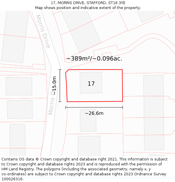 17, MORRIS DRIVE, STAFFORD, ST16 3YE: Plot and title map