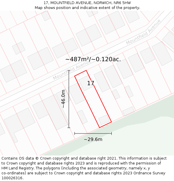 17, MOUNTFIELD AVENUE, NORWICH, NR6 5HW: Plot and title map