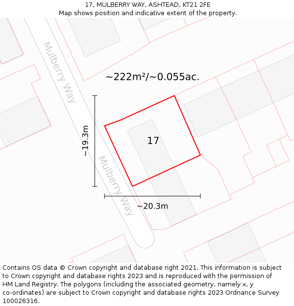 17, MULBERRY WAY, ASHTEAD, KT21 2FE: Plot and title map
