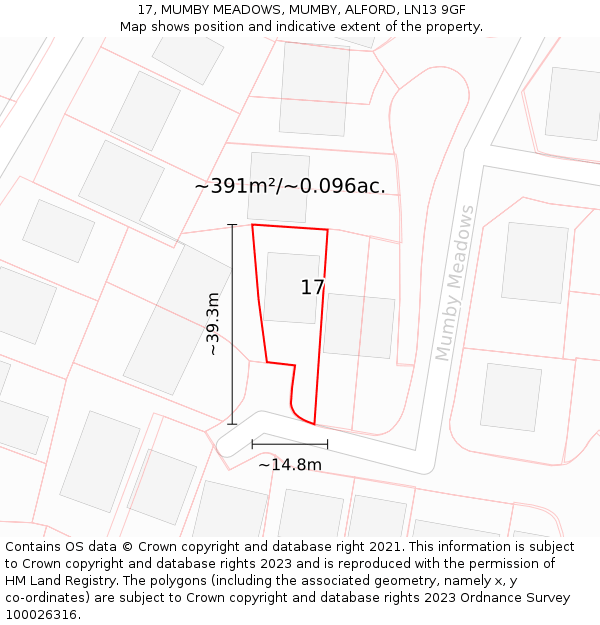 17, MUMBY MEADOWS, MUMBY, ALFORD, LN13 9GF: Plot and title map