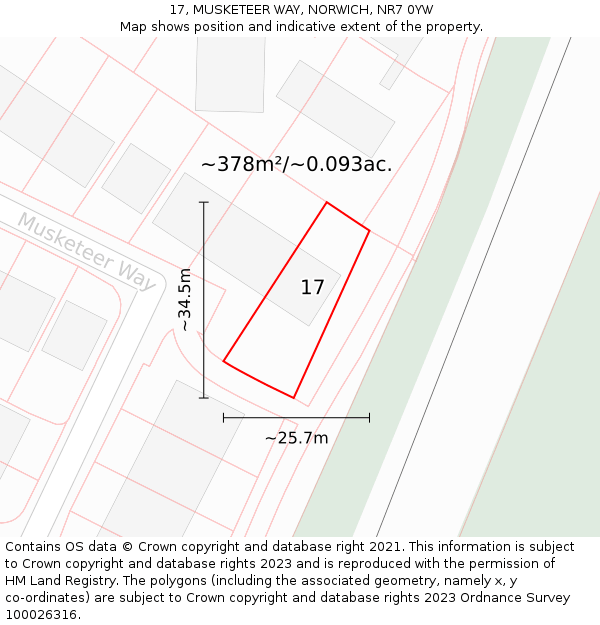 17, MUSKETEER WAY, NORWICH, NR7 0YW: Plot and title map