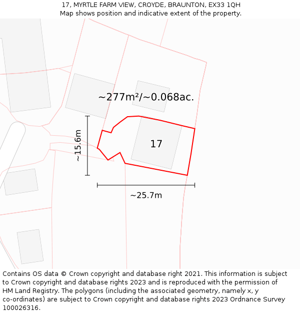 17, MYRTLE FARM VIEW, CROYDE, BRAUNTON, EX33 1QH: Plot and title map