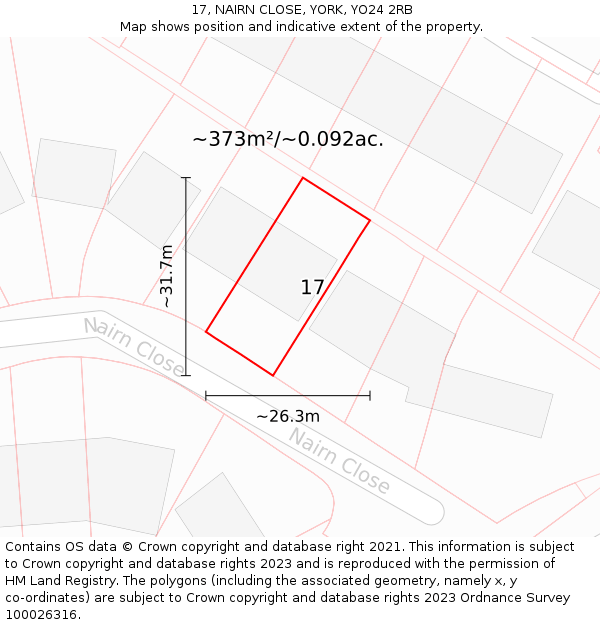 17, NAIRN CLOSE, YORK, YO24 2RB: Plot and title map
