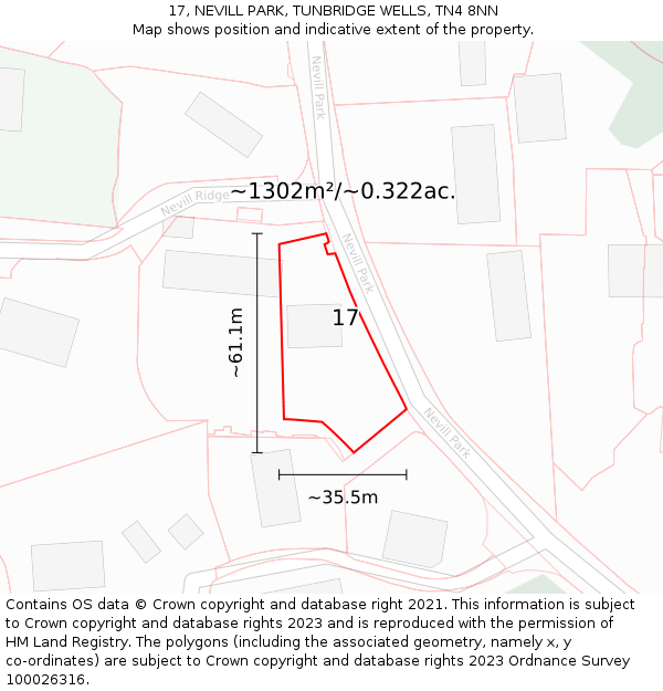 17, NEVILL PARK, TUNBRIDGE WELLS, TN4 8NN: Plot and title map