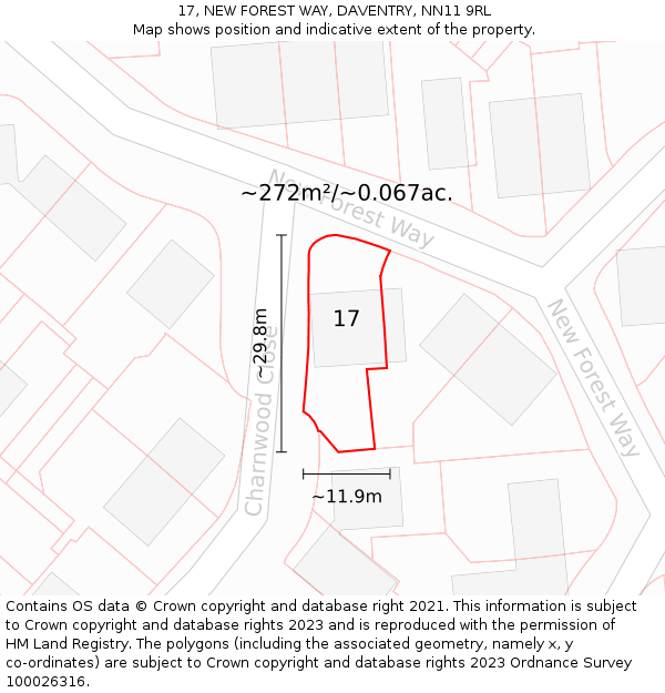 17, NEW FOREST WAY, DAVENTRY, NN11 9RL: Plot and title map