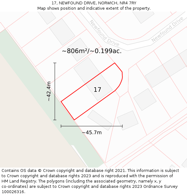 17, NEWFOUND DRIVE, NORWICH, NR4 7RY: Plot and title map