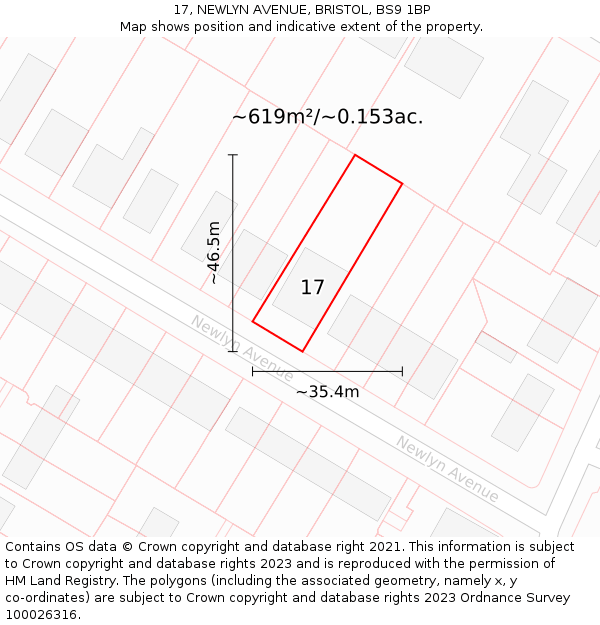 17, NEWLYN AVENUE, BRISTOL, BS9 1BP: Plot and title map