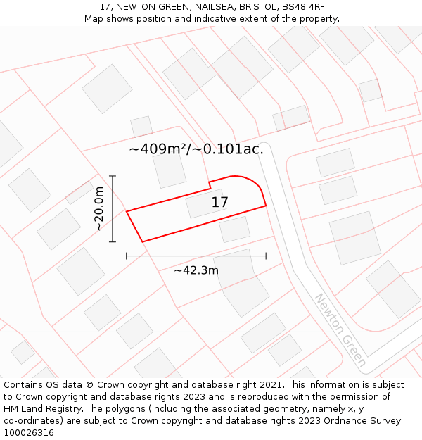 17, NEWTON GREEN, NAILSEA, BRISTOL, BS48 4RF: Plot and title map