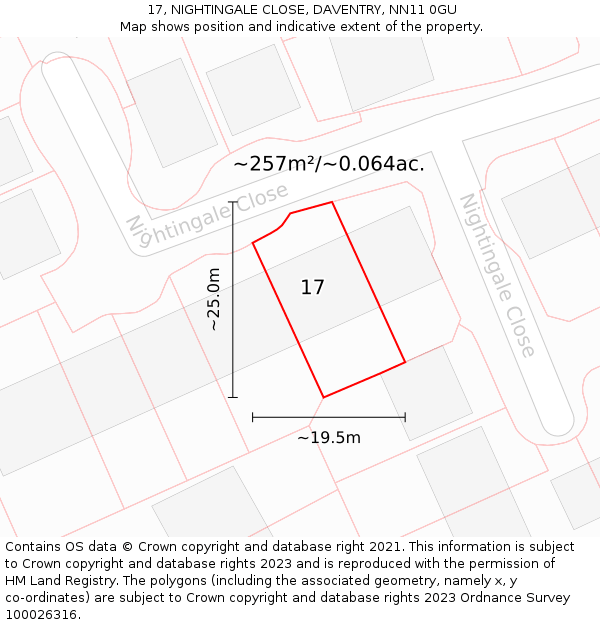 17, NIGHTINGALE CLOSE, DAVENTRY, NN11 0GU: Plot and title map