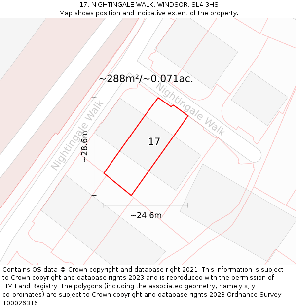 17, NIGHTINGALE WALK, WINDSOR, SL4 3HS: Plot and title map