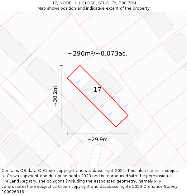 17, NODE HILL CLOSE, STUDLEY, B80 7RN: Plot and title map